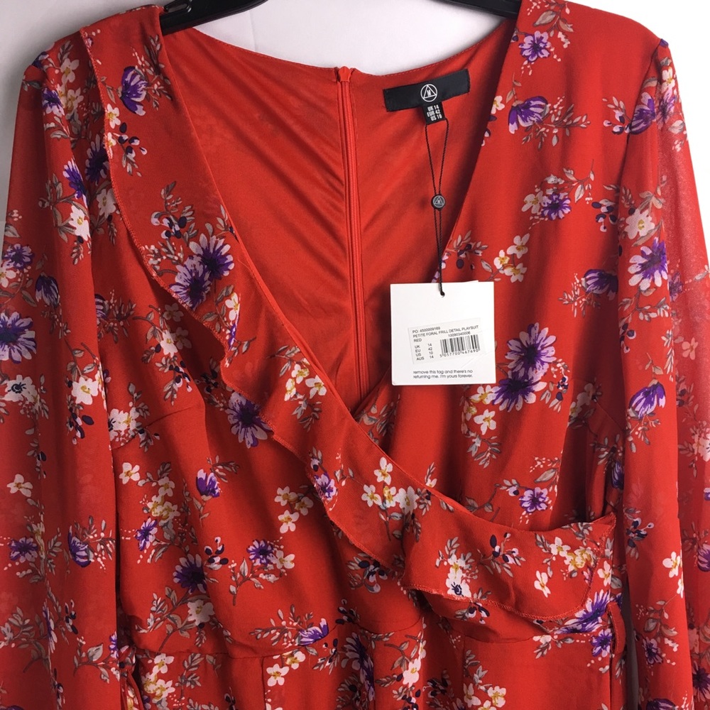 HP🌟 ASOS Floral Detail Frilled Bell Sleeve Romper - Picture 4 of 8